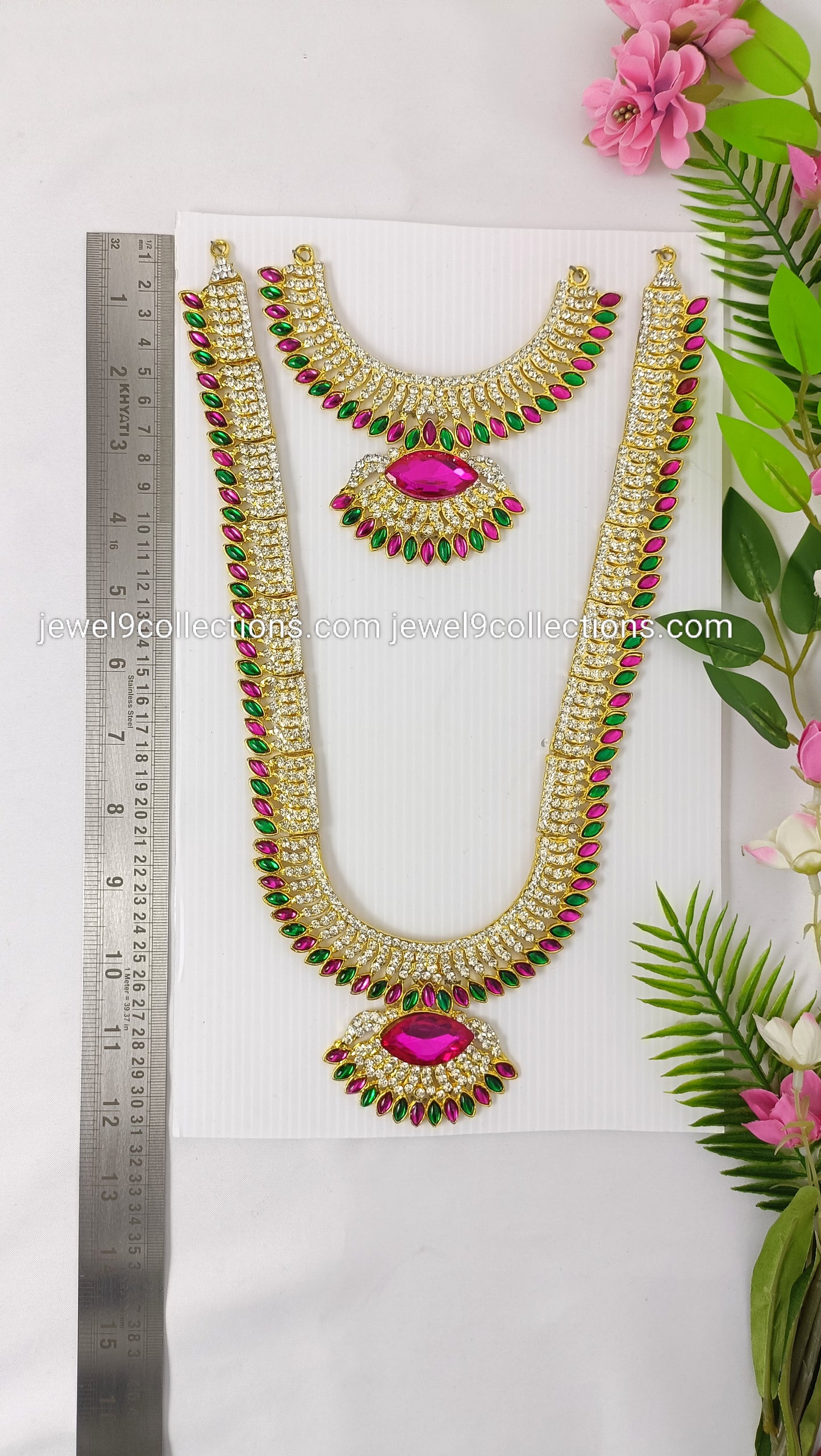 Pink gem Divine Long necklace for Deity