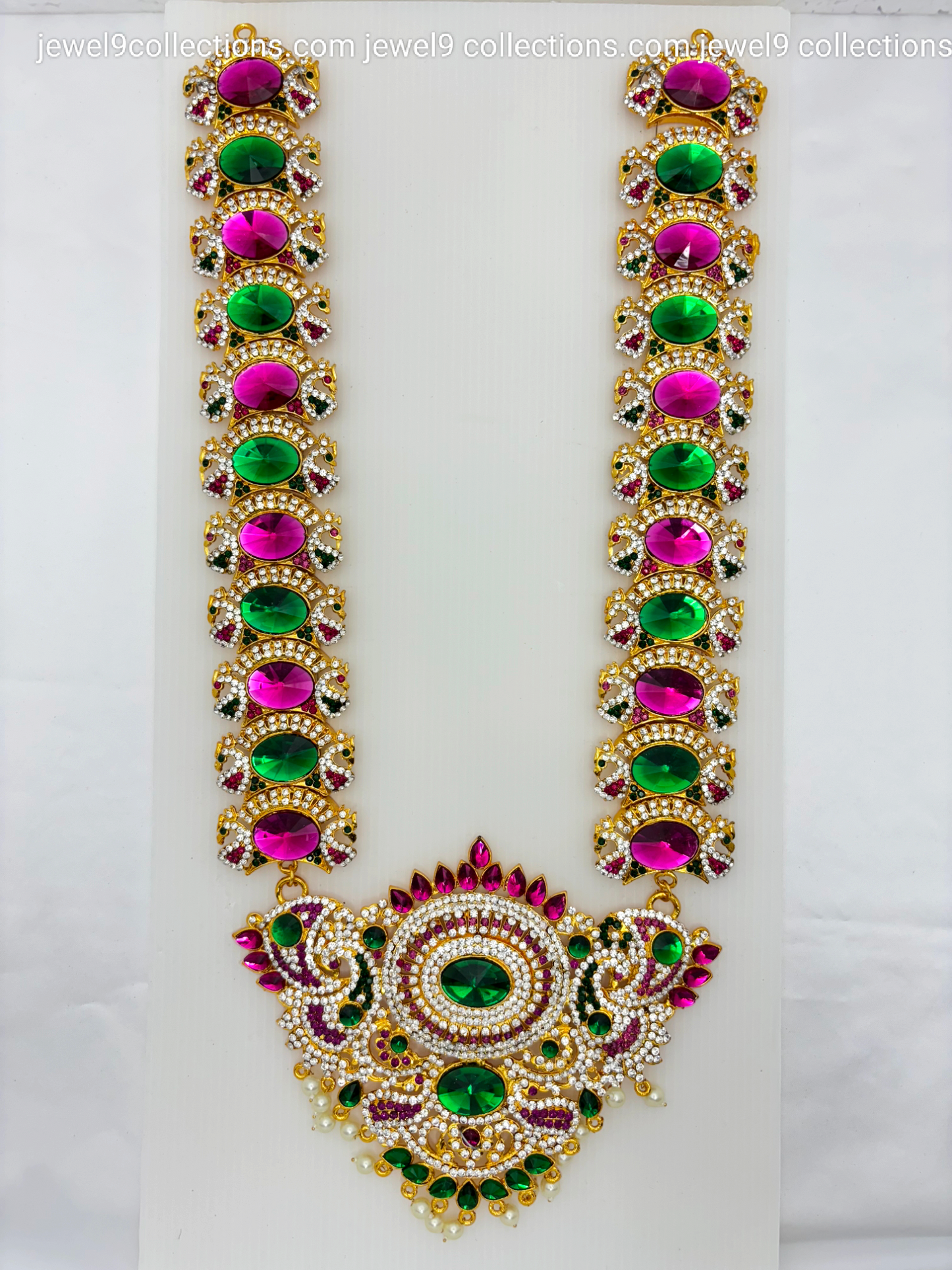 Graceful Divine Ornate Design God swamy vari and Goddess Lakshmi Long Necklace