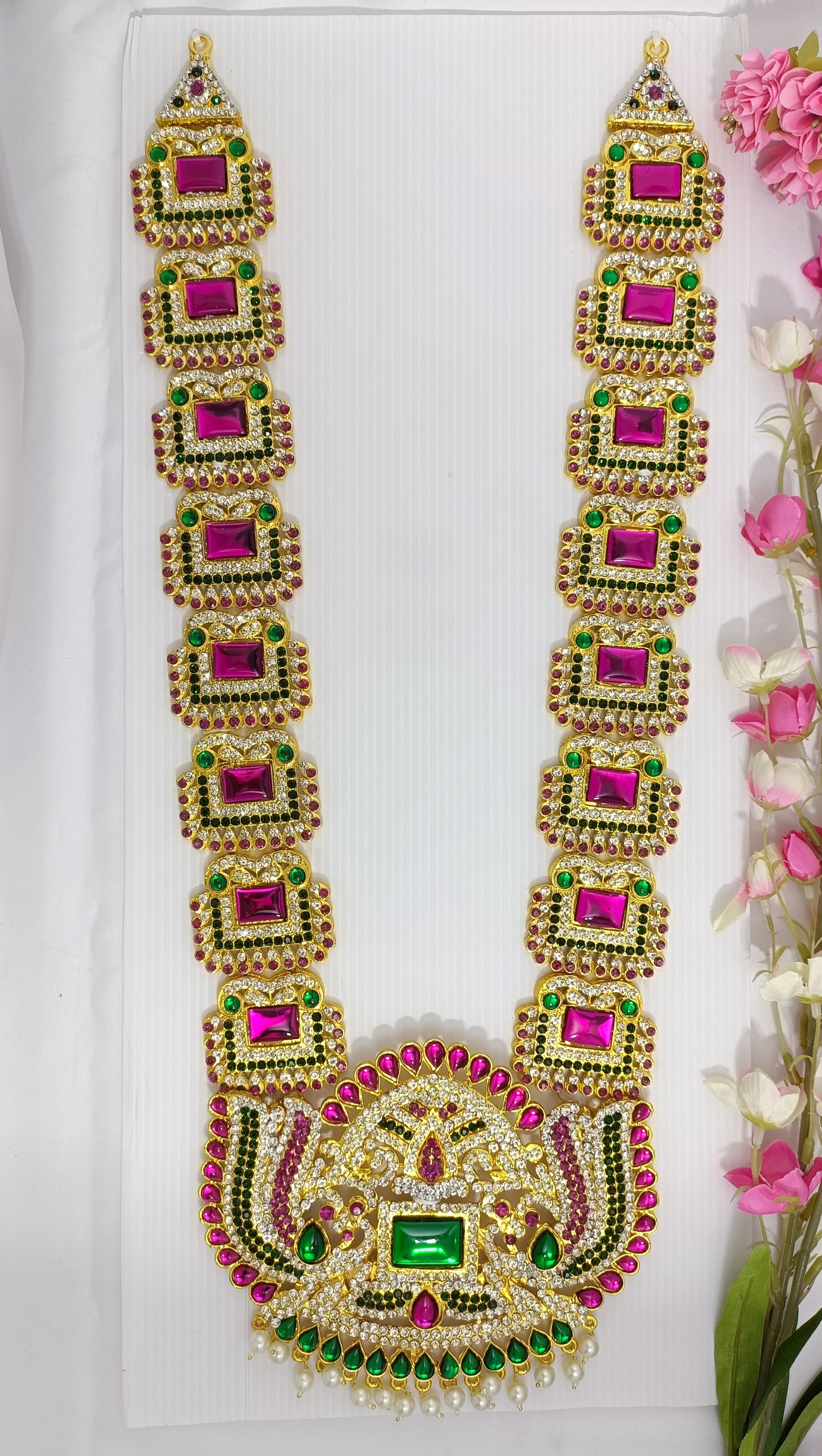 Divine Long necklace for God/Goddess embled with pink stones
