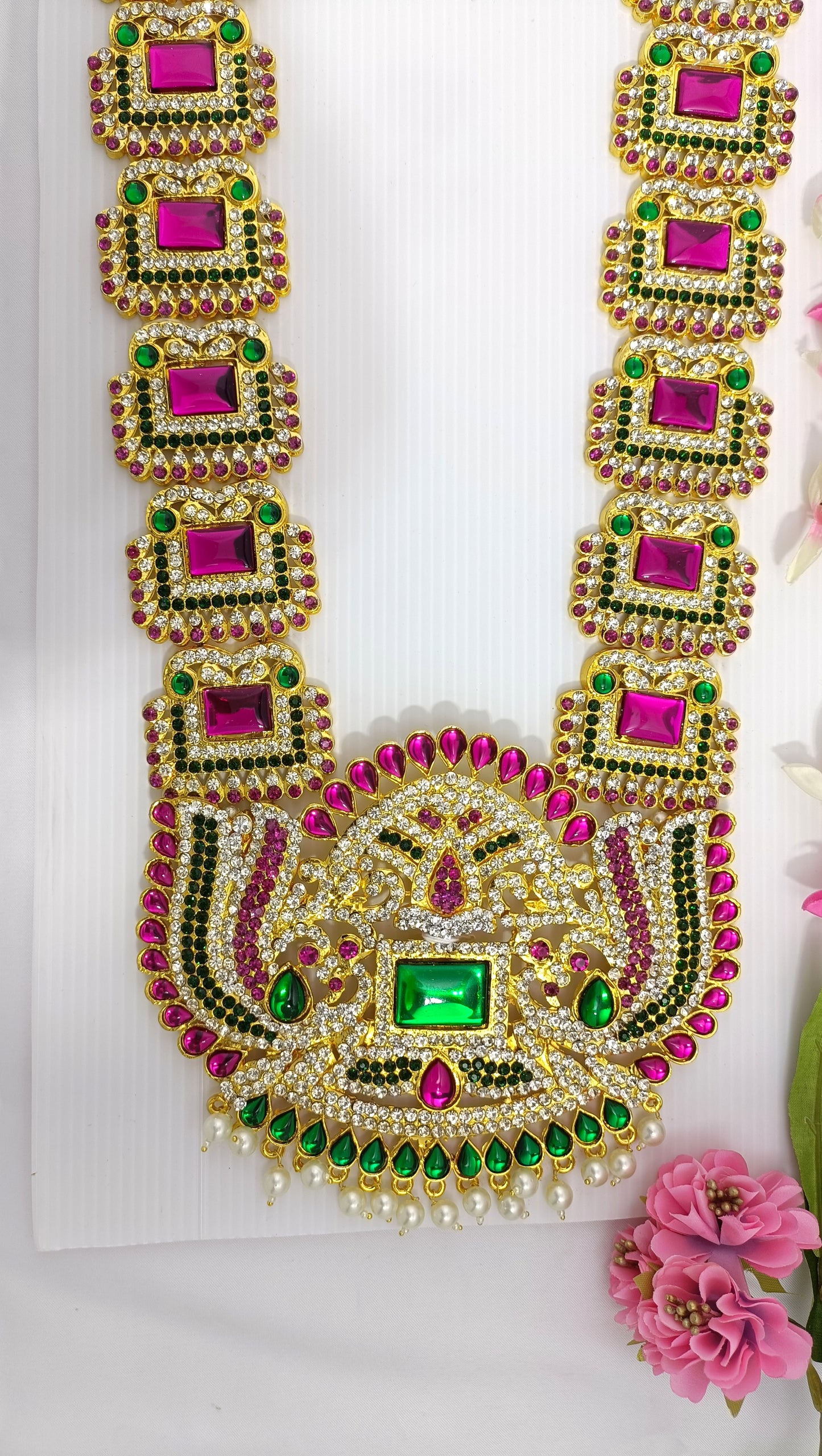Divine Long necklace for God/Goddess embled with pink stones