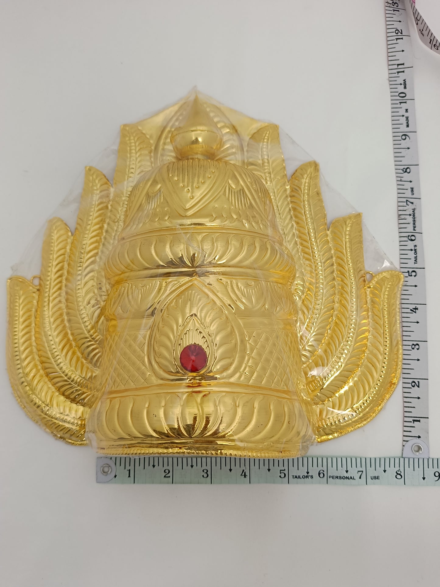 Gold Plated God / Deity Mukut / Crown / Kiritum 10.5 inch h *5.5 inch w