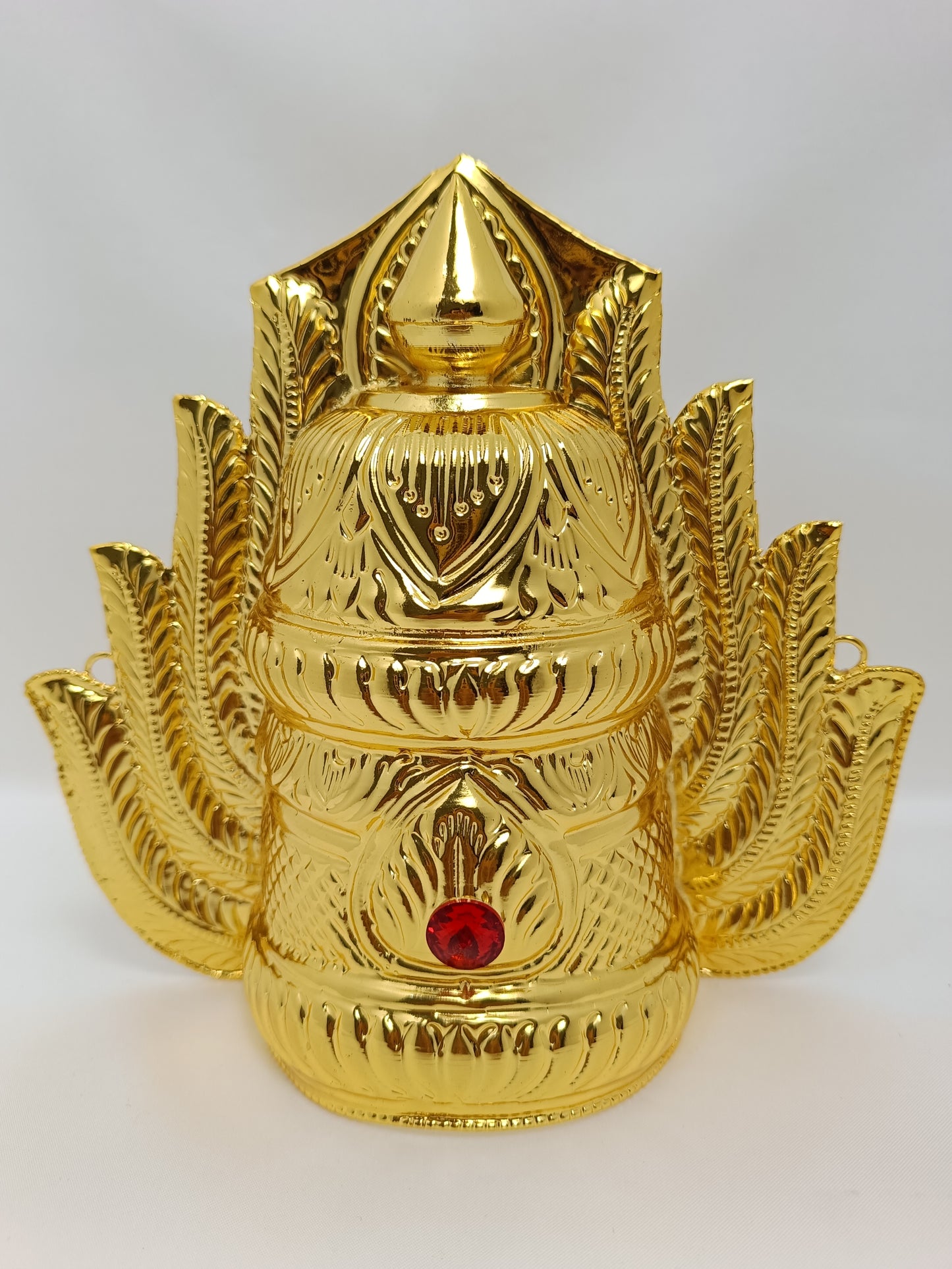Gold Plated God / Deity Mukut / Crown / Kiritum 10.5 inch h *5.5 inch w