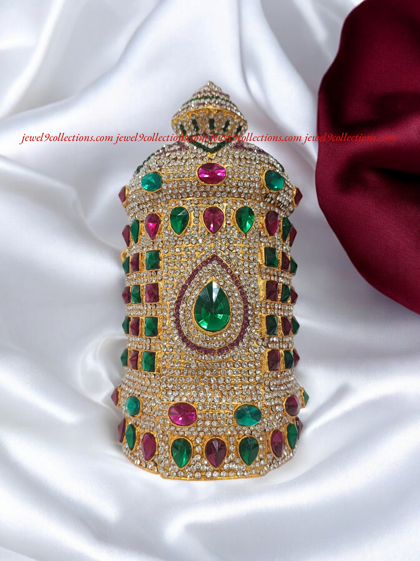 Grand Stones And Kundan God Goddess/ Deity Mukut / Crown / Kireetam H 10 inch * 4 inch w Diameter