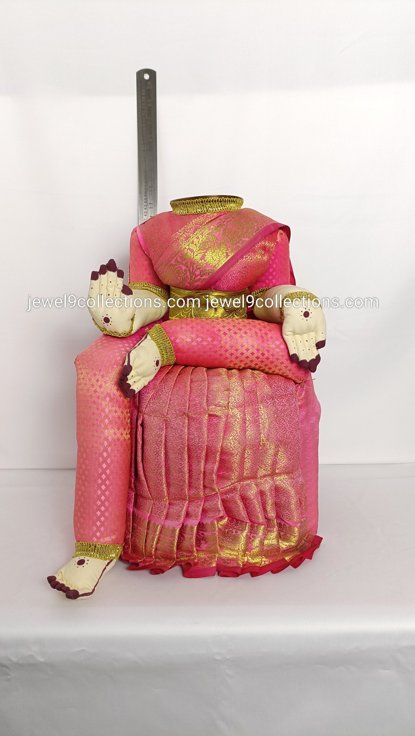 Goddess Lakshmi Idol Pink Saree 18 inches