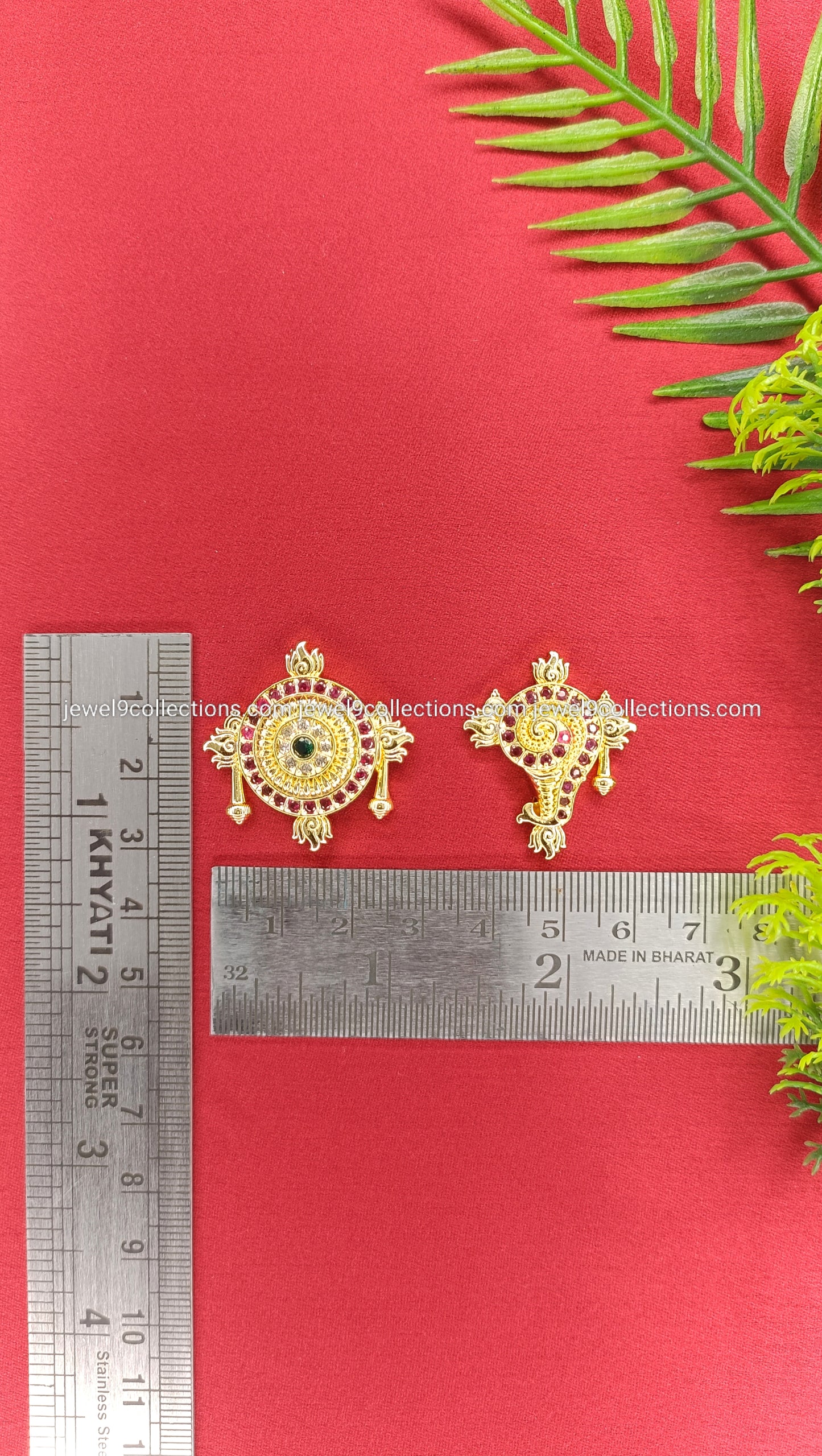 CZ stones Venkateswara Swamy Shank Chakram Height 3.cm - Wide 3.cm