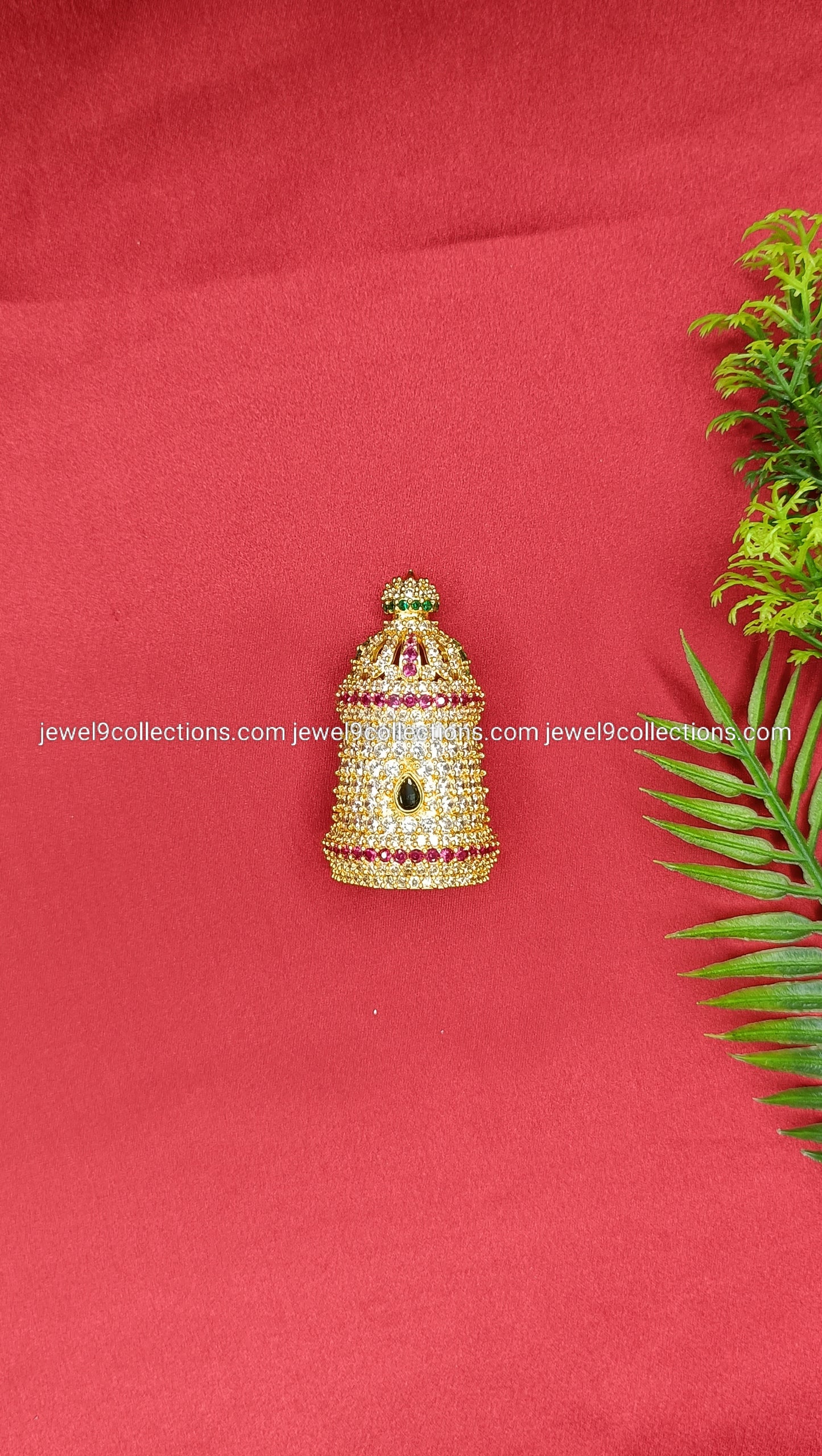 AD stone Ornamental Crown Mukut for Goddess Deity Height 6.cm - wide 2.25 cm
