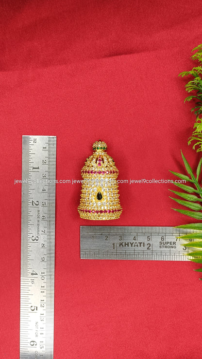 AD stone Ornamental Crown Mukut for Goddess Deity Height 6.cm - wide 2.25 cm