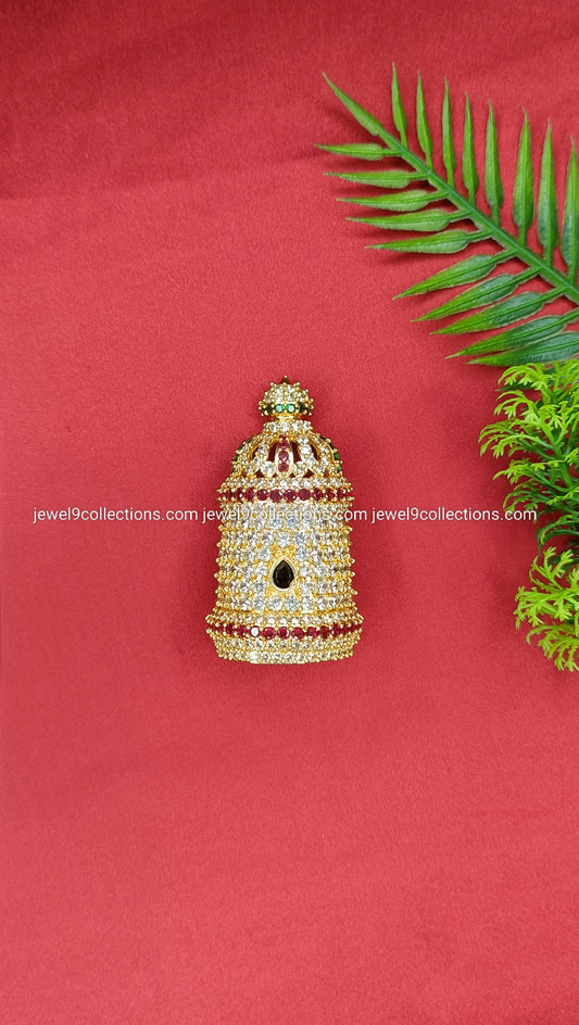 AD Stone Sacred Crown Mukut for Goddess Height 7.5cm - wide 3.cm