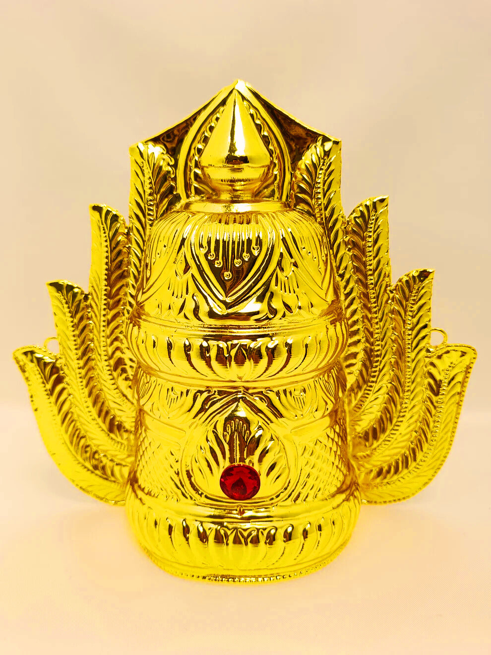 Gold Plated God / Deity Mukut / Crown / Kiritum 10.5 inch h *5.5 inch  w