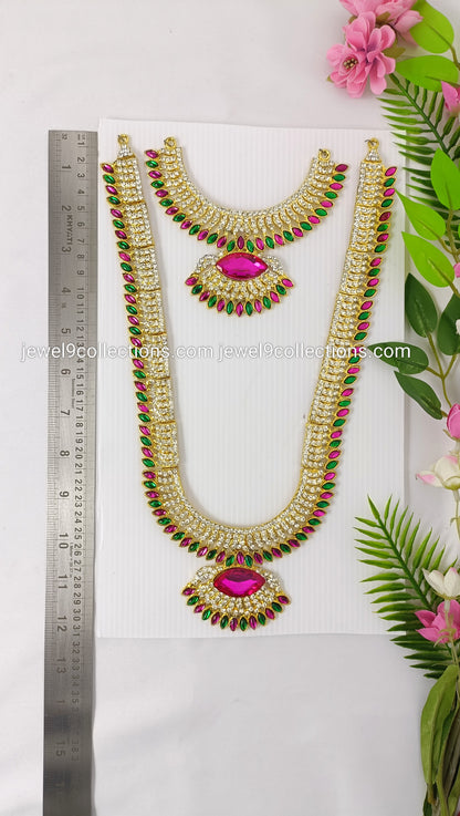 Pink gem Divine Long necklace for Deity