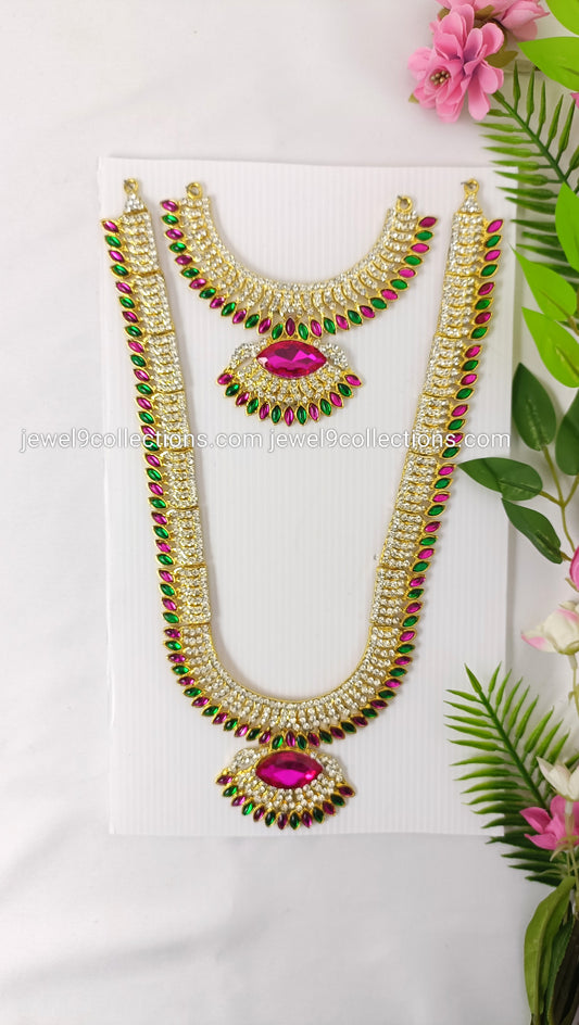 Pink gem Divine Long necklace for Deity