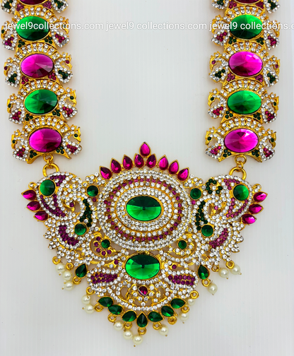 Graceful Divine Ornate Design God swamy vari  and Goddess Lakshmi  Long Necklace