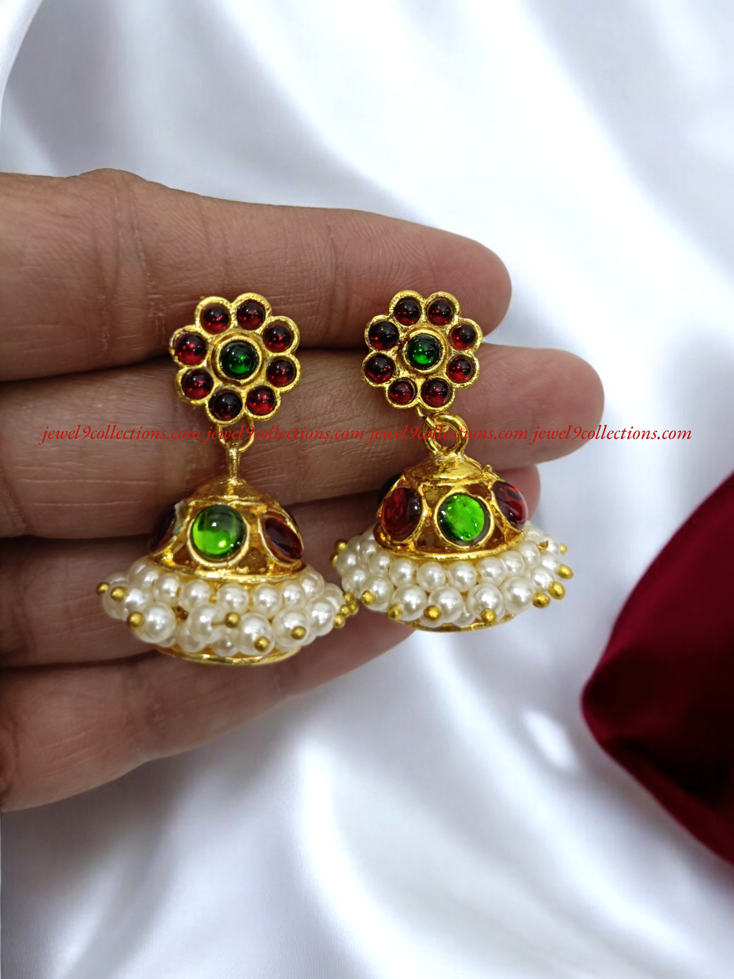 Bharatanatyam Kemp Stones Earring And Jhumka