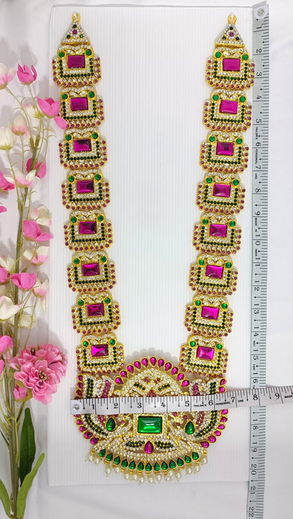 Divine Long necklace for God/Goddess embled with pink stones