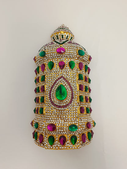 Stones And Kundan God Goddess/ Deity Mukut / Crown / Kireetam H 10 inch * 4 inch w Diameter