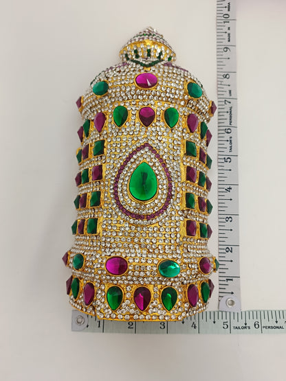 Stones And Kundan God Goddess/ Deity Mukut / Crown / Kireetam H 10 inch * 4 inch w Diameter