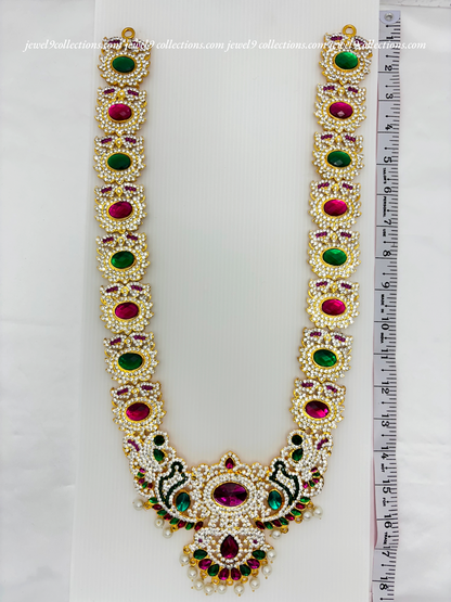 Divine Jewellery for Temple God  and Goddess Lakshmi   and Shree Rama Statues long Necklace Haram for- Jewel9collections