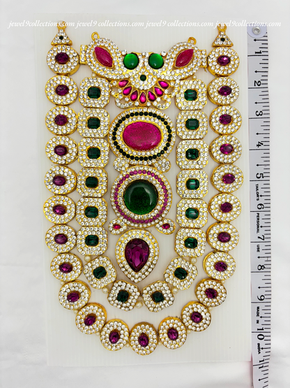 Kundan kempu Stone Long Necklace for Goddess Lakshmi mata or Amma Haram