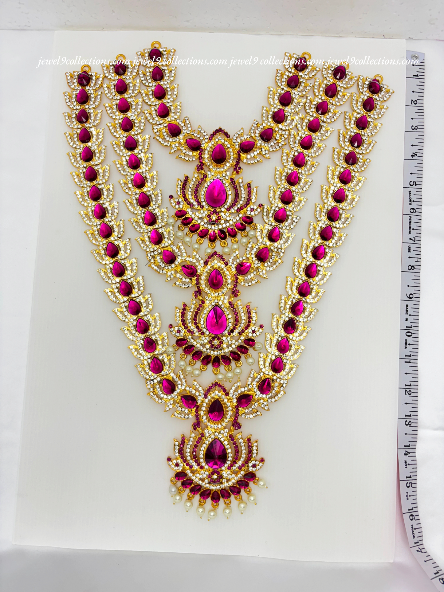 Kavasam Hindu Idol Ornaments  3-Lines Stone Necklace Hara Jewellery