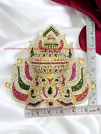 Amman Kireedam-Divine Crown With White,Green And Pink Stones