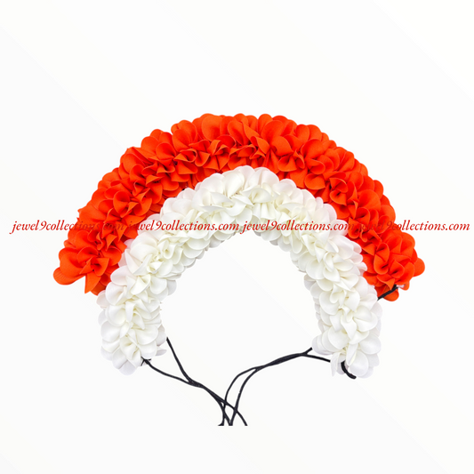 White and Orange Bharatanatyam Dance Flowers Kuchipudi Dance Flower and Festivals hairstyle Decorat.. Buy Online