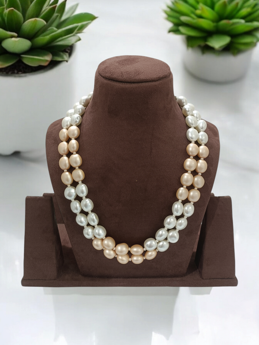 White & Cream colour Real Pearls Necklace