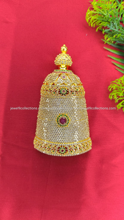 CZ Half Mukut for Venkateswara Swamy Height 9.5 cm - Wide 5.5 cm