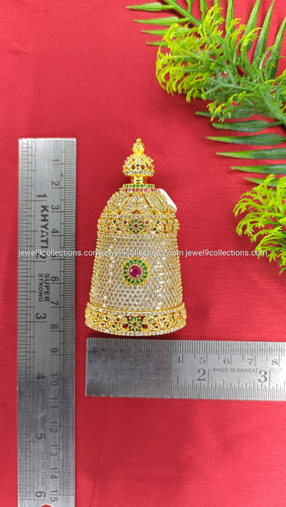 CZ & AD Stones Half Crown Kreedam for God and Goddess Height 8 cm - Wide 4 cm