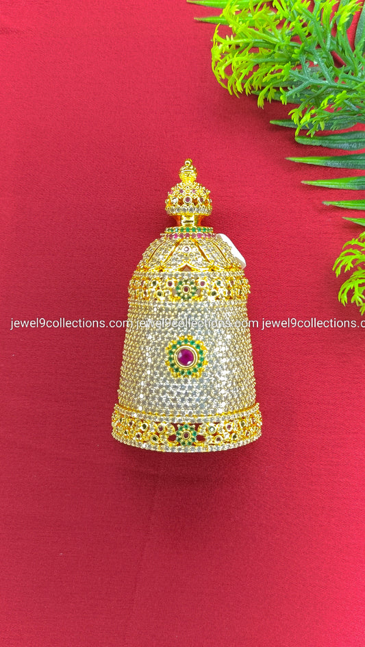 CZ & AD Stones Half Crown Kreedam for God and Goddess Height 8 cm - Wide 4 cm