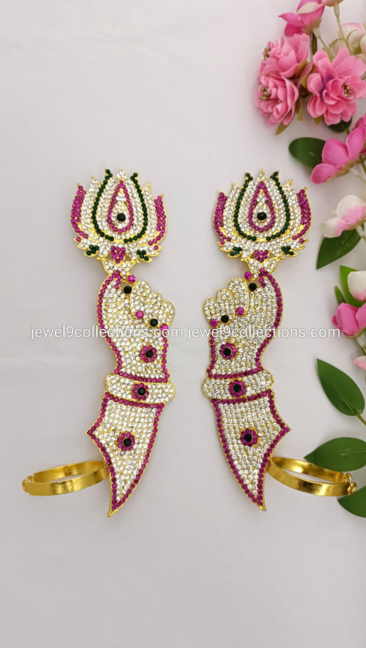 Goddess Lakshmi Traditional Stones Lotus Hands