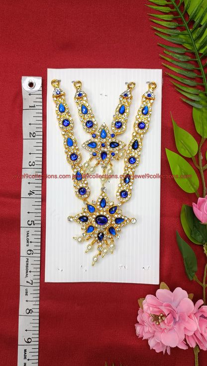 Venkateswara Swamy blue colour stones 2 Layer Small Necklace