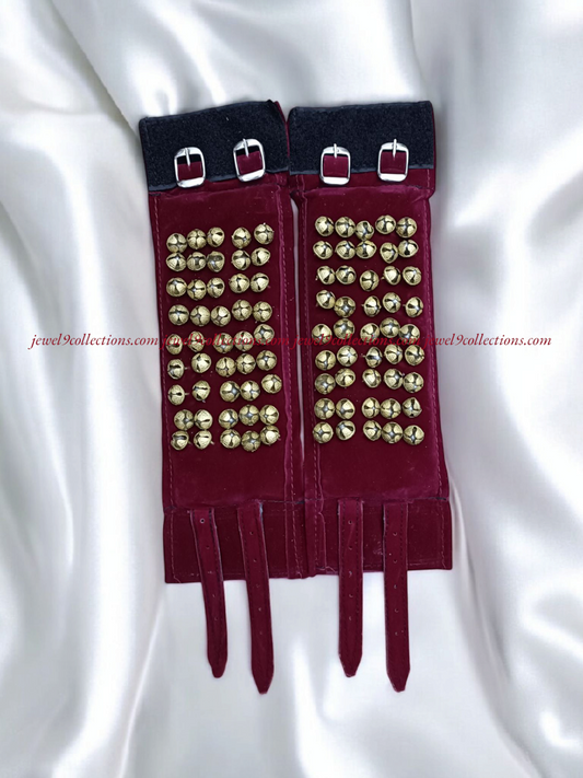 5 Lines Ankle Bells Ghungroo Velvet cloth with Velcro