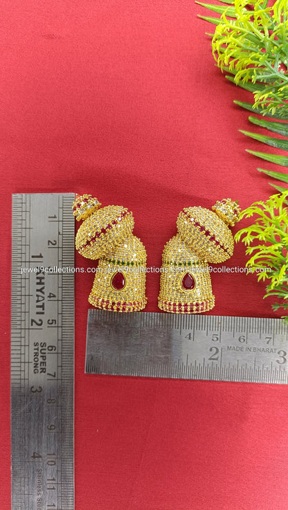 CZ stones with Emerald and Ruby Half Crown Kireetam for Goddess Height 4.cm - Wide 2.cm