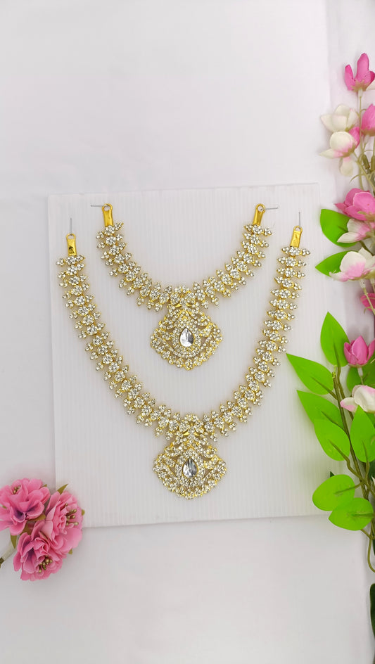Amman Deity Decorative Long Haram Two Lines white Stones
