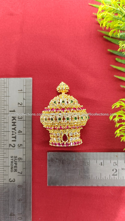 American Diamonds Werimudi Half Kireetam Mukut for God Height 5.cm - Wide 2.5 cm