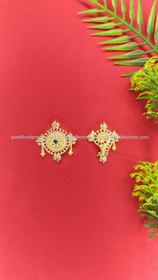 CZ stones Venkateswara Swamy Shank Chakram Height 3.cm - Wide 3.cm