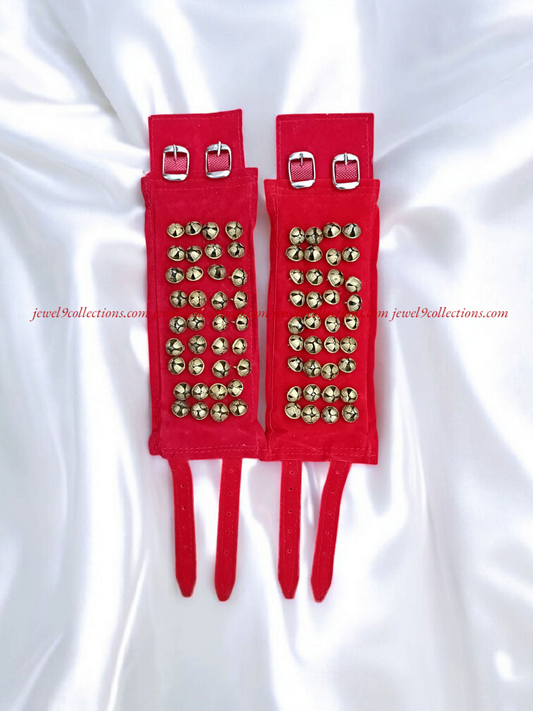 Bharatanatyam Ghungroo / Salangai - 4 lines Red Ankle Bells