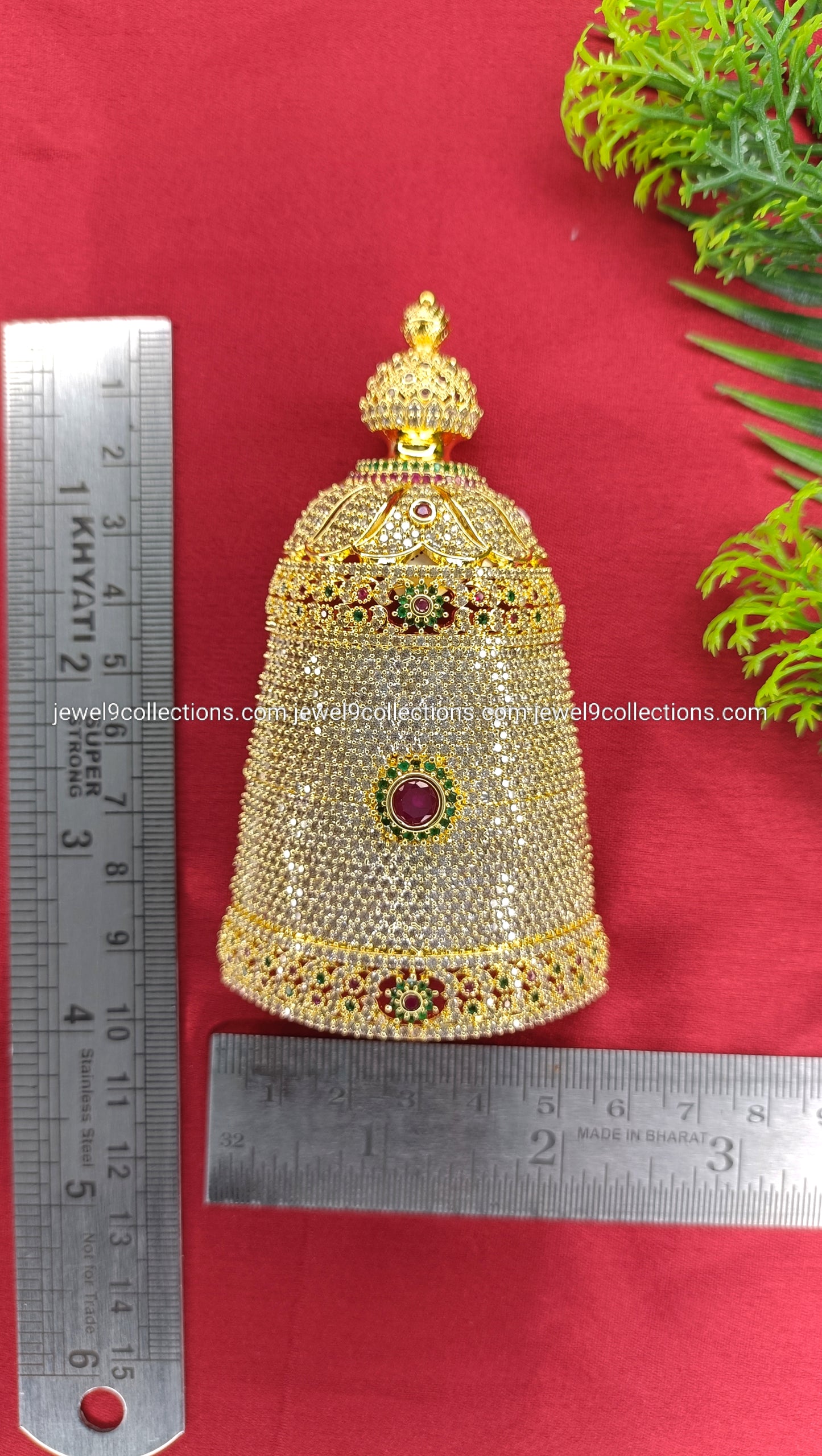 CZ Half Mukut for Venkateswara Swamy Height 9.5 cm - Wide 5.5 cm