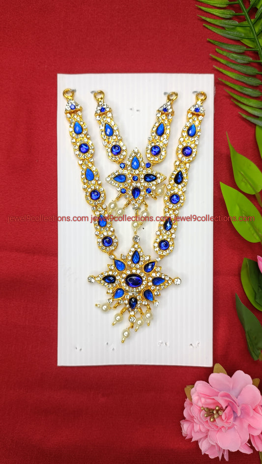 Venkateswara Swamy blue colour stones 2 Layer Small Necklace