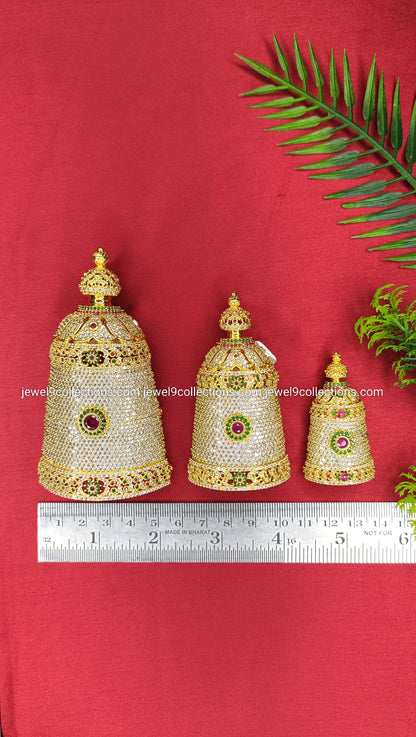 CZ Half Mukut for Venkateswara Swamy Height 9.5 cm - Wide 5.5 cm