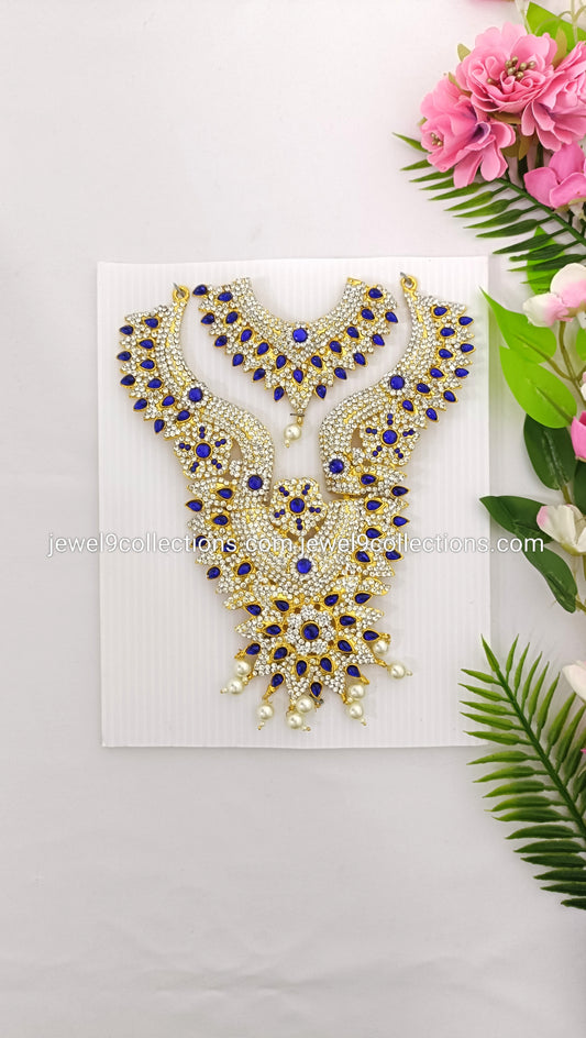 Graceful Pearl Drops Necklace Blue colour 7.5"inch