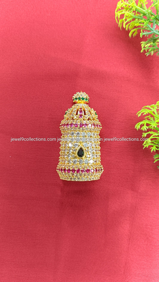 CZ stones Murgan Half Crown Height 6.cm Wide 2.5 cm